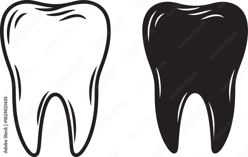Obraz premium Tooth Icon in Outline and Solid Fill traced a341412947599f7a367439125061588bdr on transparent background