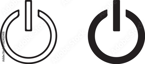 Power Button Icons Outline and Solid Black White Background traced on transparent background