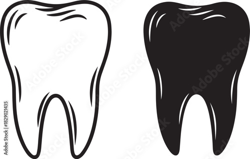Tooth Icon in Outline and Solid Fill traced a341412947599f7a367439125061588bdr on transparent background