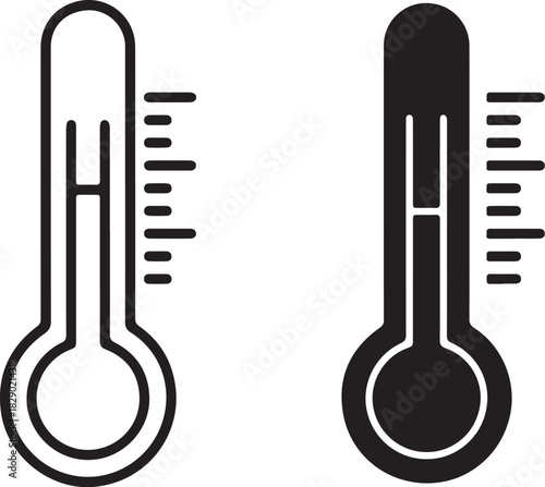 Thermometer Icon in Outline and Solid Fill traced whisk on transparent background