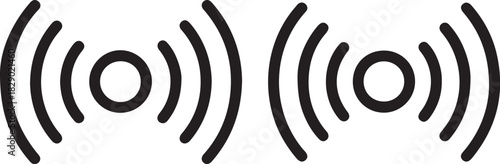 Two black wifi signal icons with concentric circles on a white background wireless network on transparent background