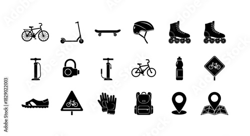 Active lifestyle silhouettes: cycling, skating, and scooting essentials