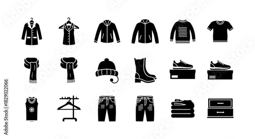 Winter wardrobe essentials: coat, sweater, and accessories collection