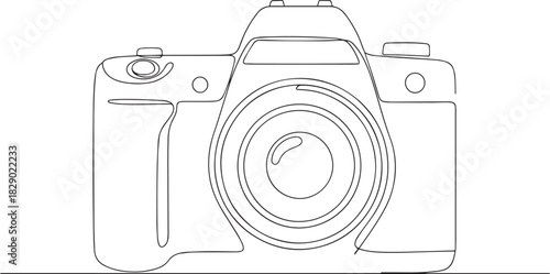 Continuous Line Art DSLR Camera - Photography and Digital Media Icon