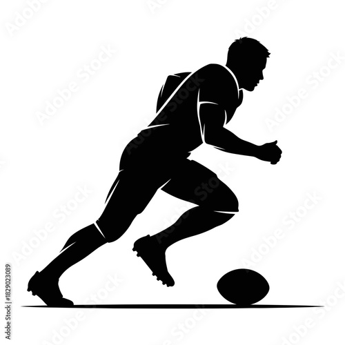 Resilient Silhouette of a Male Football Player with the Ball Control and Athleticism