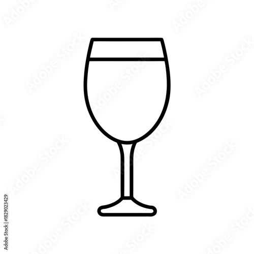 Outline drawing of a filled wine glass art on transparent background