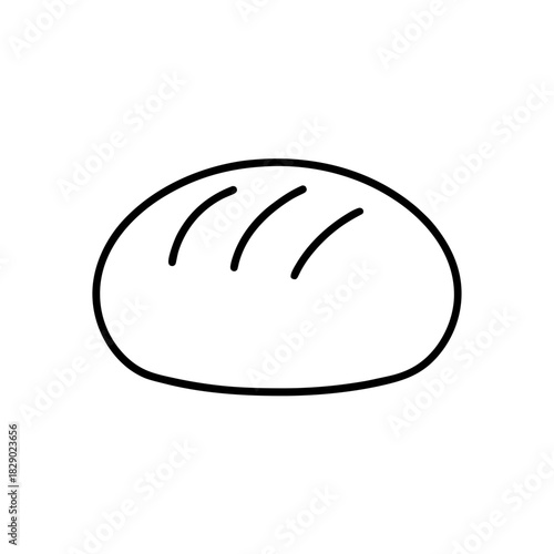 Simple outline drawing of a loaf of bread on transparent background