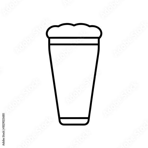 Outline drawing of a beer glass with foam on transparent background