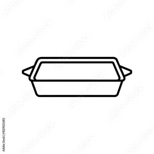 Outline drawing of a rectangular container on transparent background