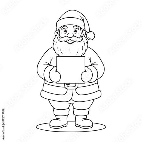 Festive Santa Claus holding blank sign ready for your message, perfect for Christmas cards, holiday promotions, and seasonal greetings originally from vector