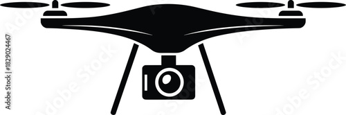 Modern drone with camera ready for aerial photography and videography
