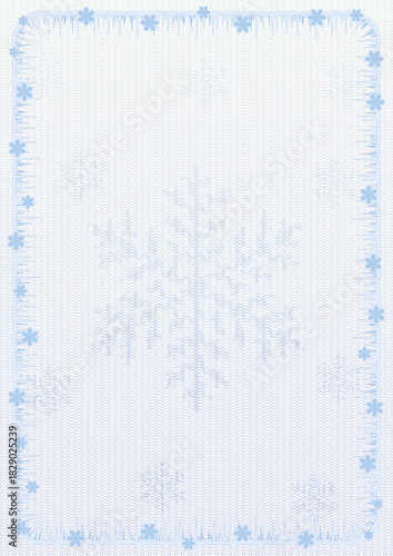 new year certificate guilloche background with protective snowflakes