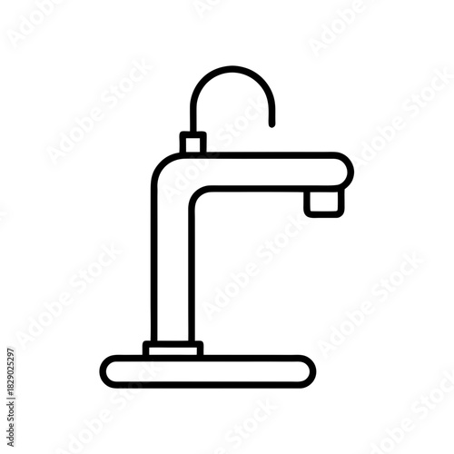 Illustration of a simple black and white water tap on transparent background