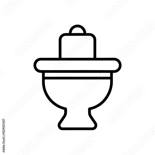Outline drawing of a toilet with a closed lid view on transparent background