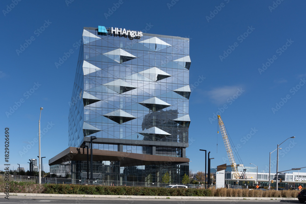 Fototapeta premium Toronto, Canada - September 21, 2025: HH Angus headquarters at 1176 Eglinton Avenue East in Toronto, Canada. HH Angus and Associates is a Canadian engineering firm.