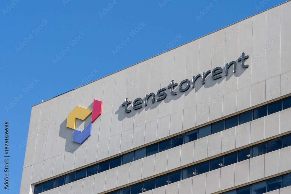 Fototapeta premium Toronto, Ontario, Canada - September 21, 2025: Tenstorrent office in Toronto, Ontario, Canada. Tenstorrent Inc.Tenstorrent is a computing company. 