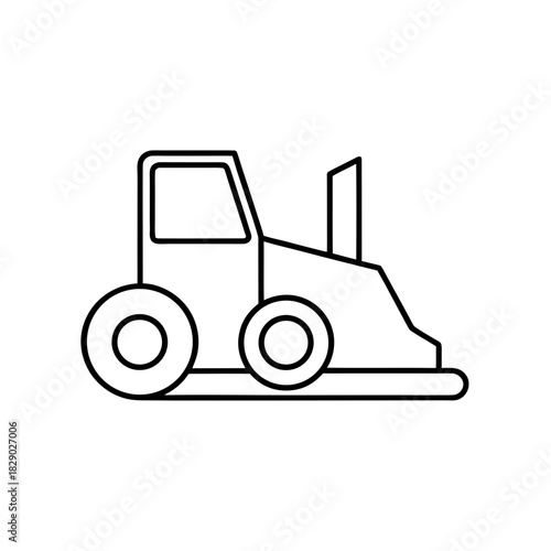 Outline illustration of a small tractor vehicle on transparent background