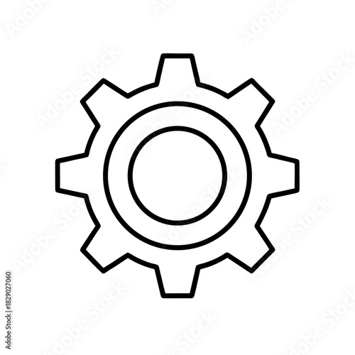 Illustration of a gear with internal circle outline on transparent background