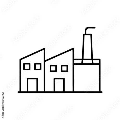 Illustration of a simple factory with a smokestack on transparent background