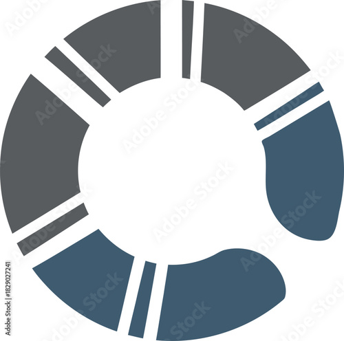 Abstract Life Preserver Icon in Blue and Gray Symbolizing Safety and Support for Water Activities and Promoting Water Safety Awareness and Emergency Preparedness Services and Assistance