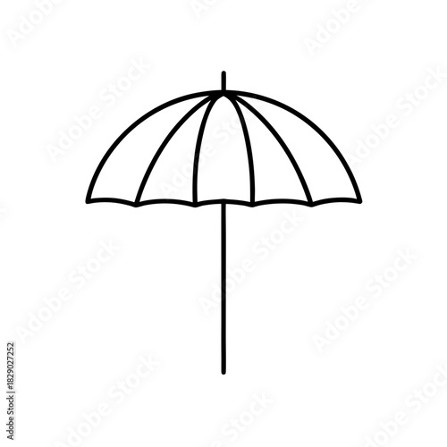 Illustration of a simple black and white umbrella on transparent background