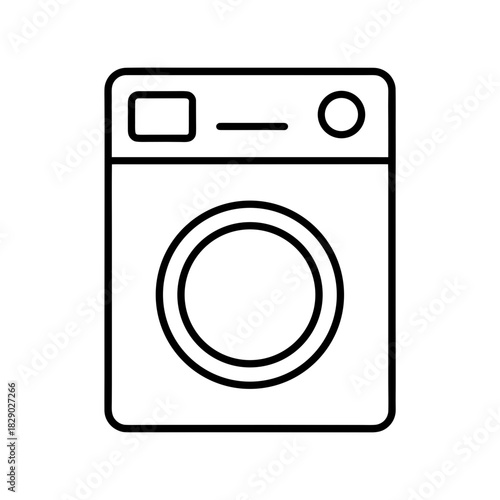 Illustration of a washing machine with circular door on transparent background