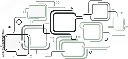 Abstract network connections and communication pathways with interconnected nodes creating a complex system for data transmission and technological infrastructure in a seamless design