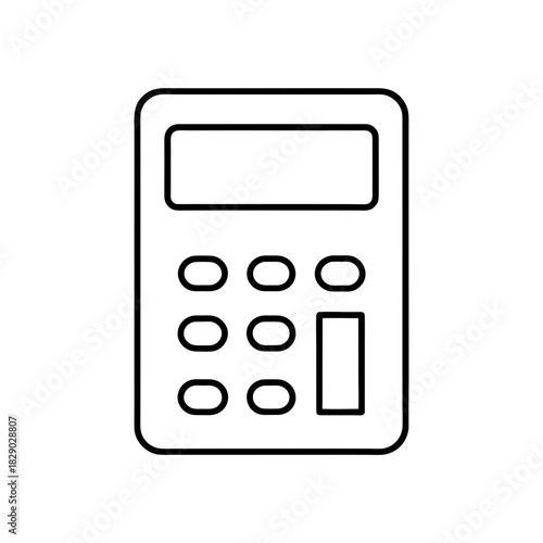 Illustration of a simple outline drawing calculator on transparent background