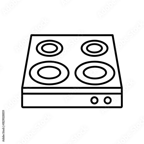 Illustration of a stove top with four burner rings on transparent background