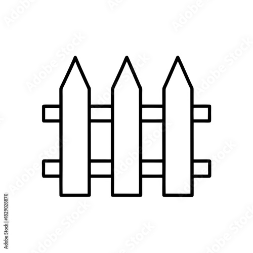 Illustration of a simple picket fence in outline style on transparent background