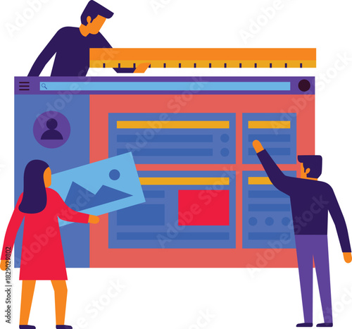 "Teamwork Web Design Illustration – UI/UX Development Concept"