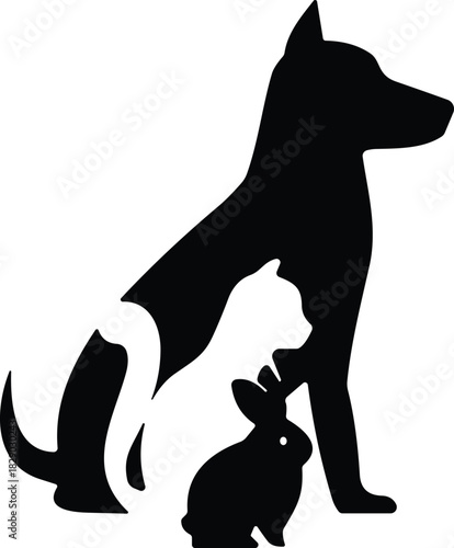 Veterinary Clinic, Animal Shelter, Grooming Service, and Domestic Pet Care Icon.