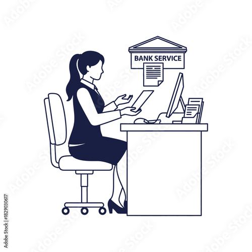 Bank Teller Assisting a Customer with Financial Transactions at a Desk