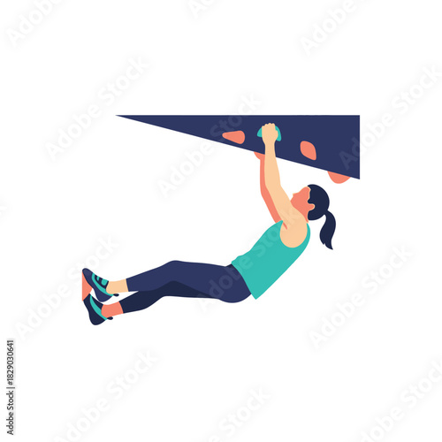 Climbing Woman, Active Lifestyle Illustration Workout and Fitness Concept
