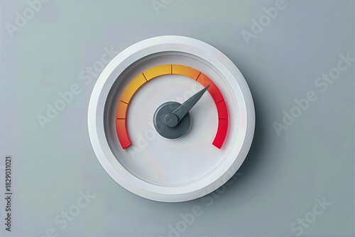 Minimal gauge icon with needle in orange red zone