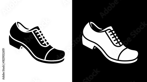 Classic Oxford Shoes Illustration in Black and White Style