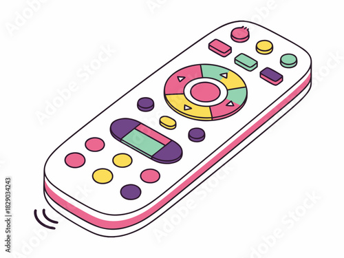 Modern Remote Control Illustration Colorful Buttons and Interface for Home Entertainment Systems