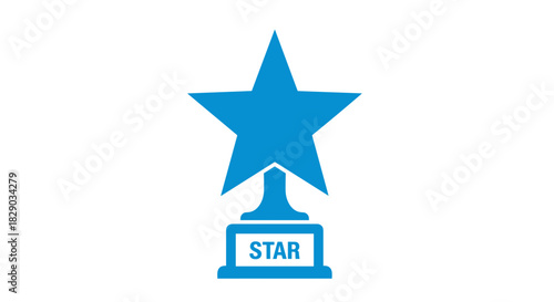 Blue star trophy icon, symbol of award and achievement