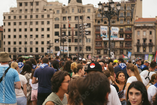 Wallpaper Mural People recording Aste Nagusia opening with smartphones and confetti, Bilbao, Spain Torontodigital.ca
