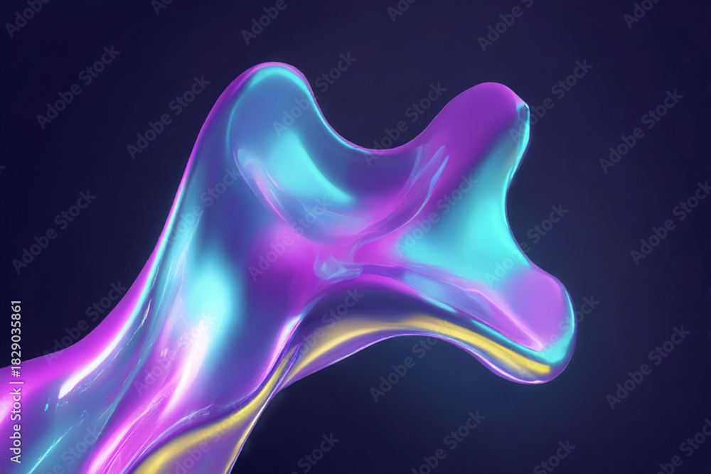 Obraz premium Vibrant Cyberpunk Fluid Art: Futuristic Digital Abstract Wallpaper with Turquoise and Pink Light Trails.