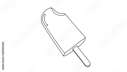 Line drawing of a popsicle with a bite taken out of it.