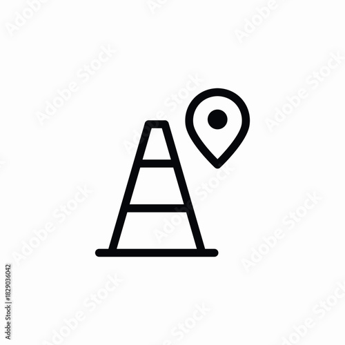 traffic cone location pin icon sign vector