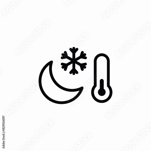 winter night temperature icon sign vector