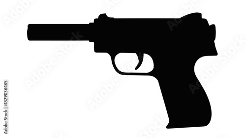 Sleek firearm silhouette for game design, security visuals, or crime concept art, a powerful symbol