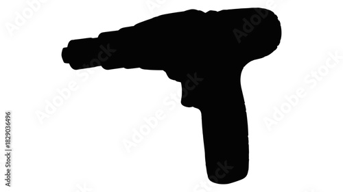 Power drill outline for construction and home improvement projects requiring precise drilling power tool icon