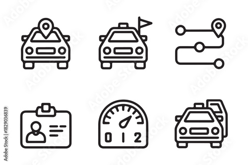 Set of taxi and ride sharing service icons