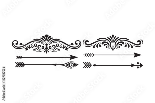 Decorative flourishes and arrows design elements