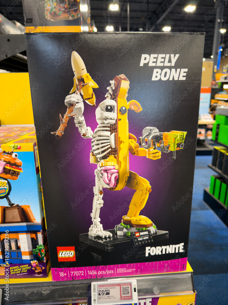 Naklejka premium Lego Fortnite Peely Bone Character Building Set Display