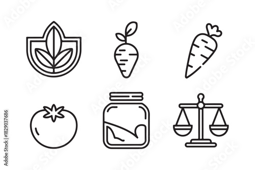 Collection of organic food and health icons