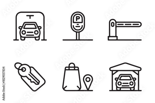 Collection of parking and car related icons